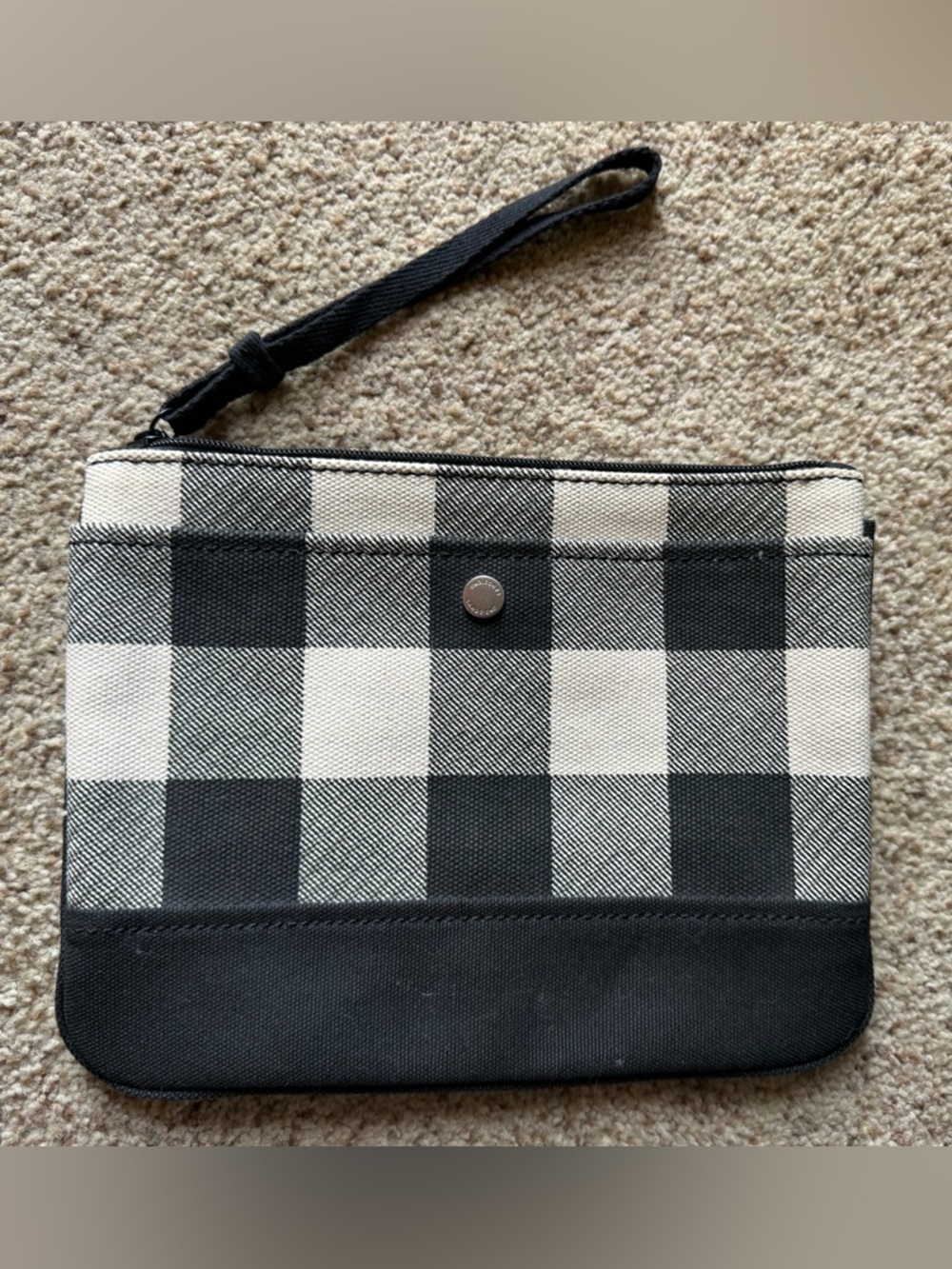 Lands' End Canvas Zip Pouch Buffalo Check Wristlet Travel Wallet